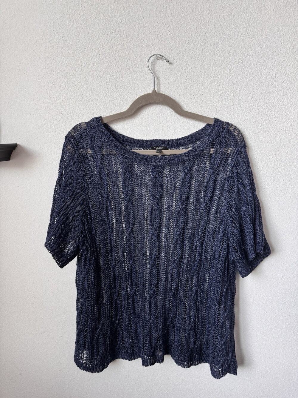 Talbots 100% Linen Blue Top Shirt Women's Medium